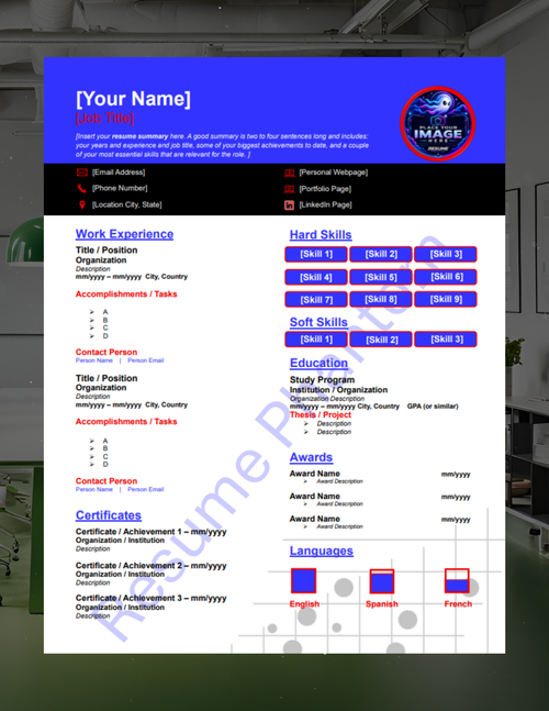 Creative Blank Resume Template (7 Variant Colors Available)