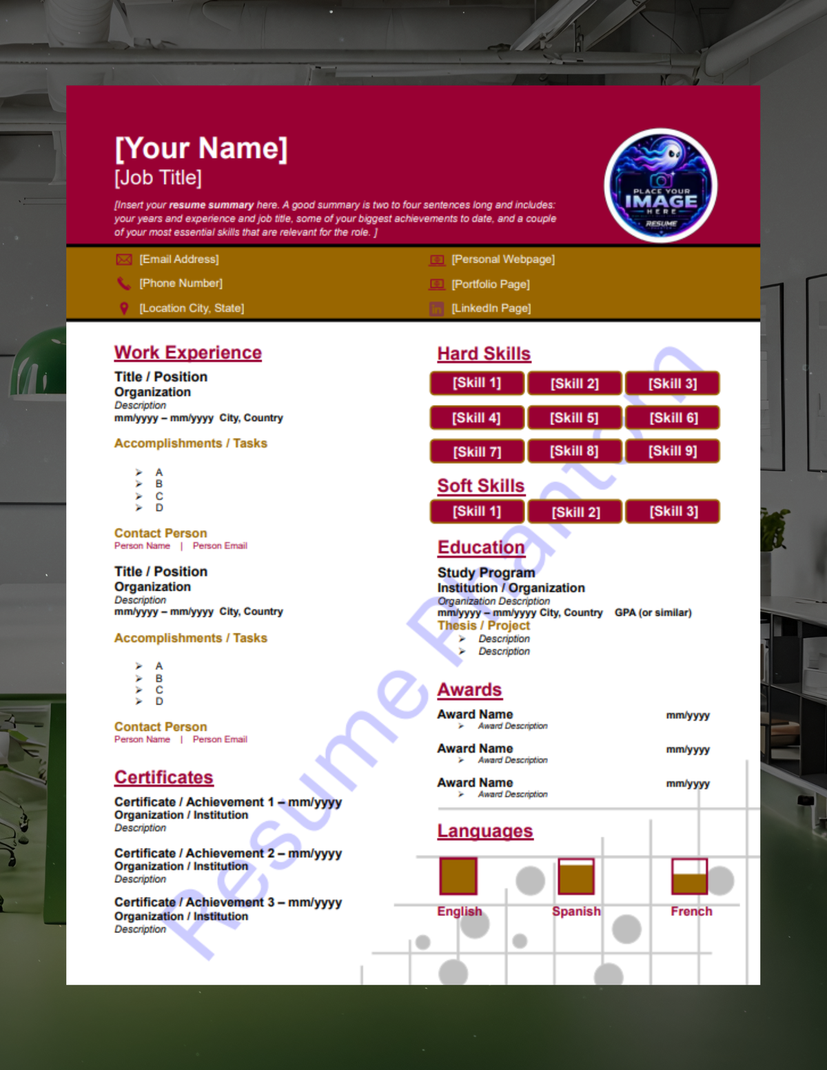 Creative Blank Resume Template (7 Variant Colors Available)