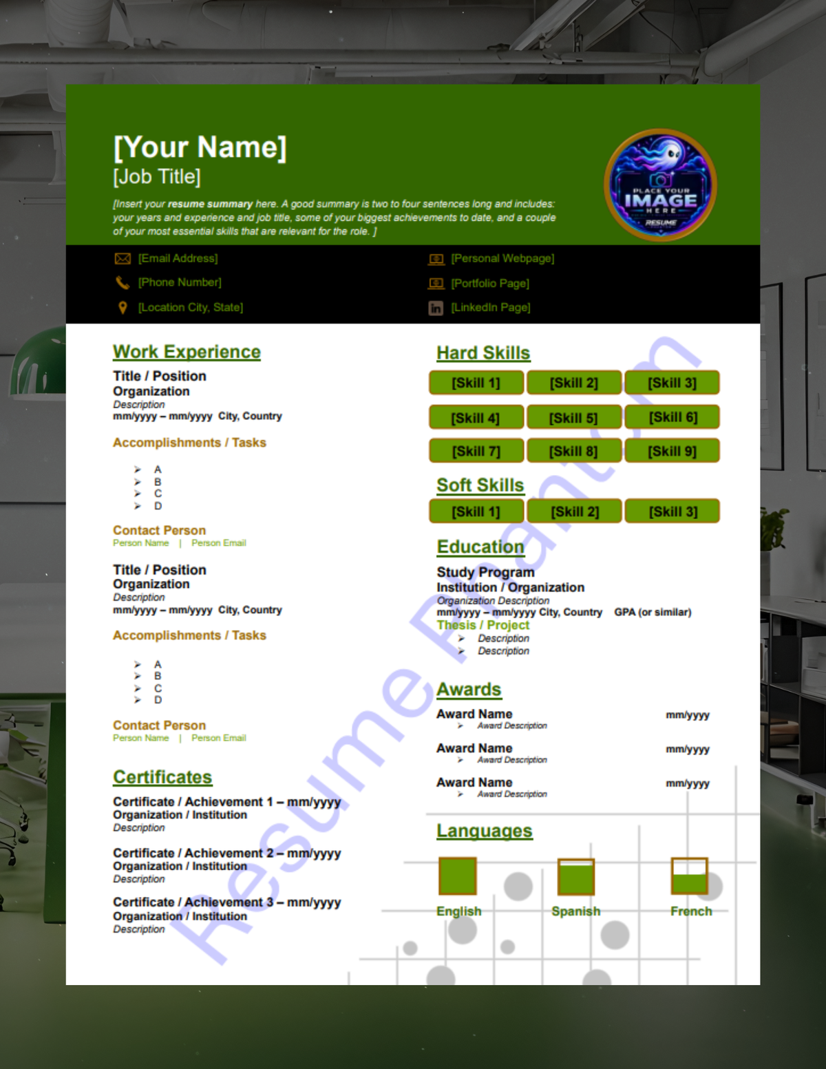 Creative Blank Resume Template (7 Variant Colors Available)