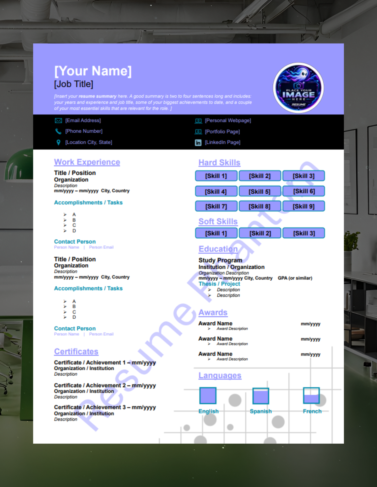 Creative Blank Resume Template (7 Variant Colors Available)