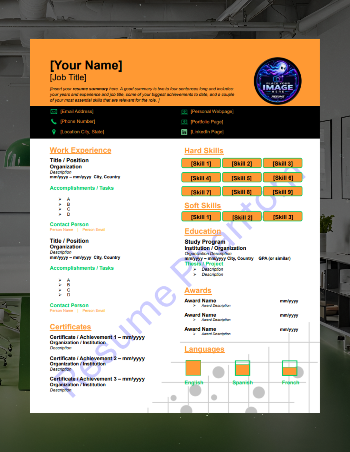 Creative Blank Resume Template (7 Variant Colors Available)