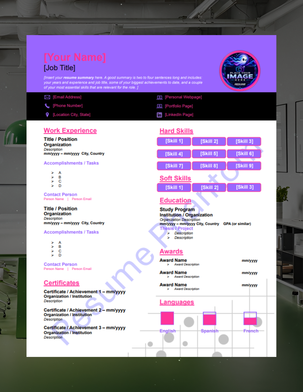 Creative Blank Resume Template (7 Variant Colors Available)