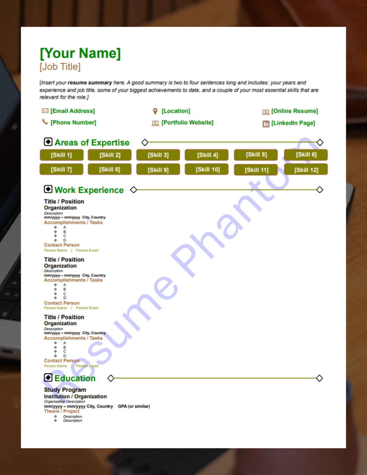 Minimalist Blank Resume Template (7 Variant Colors Available)